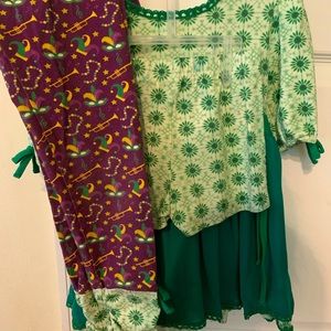 Girls set babydoll shirt, shorts and leggings